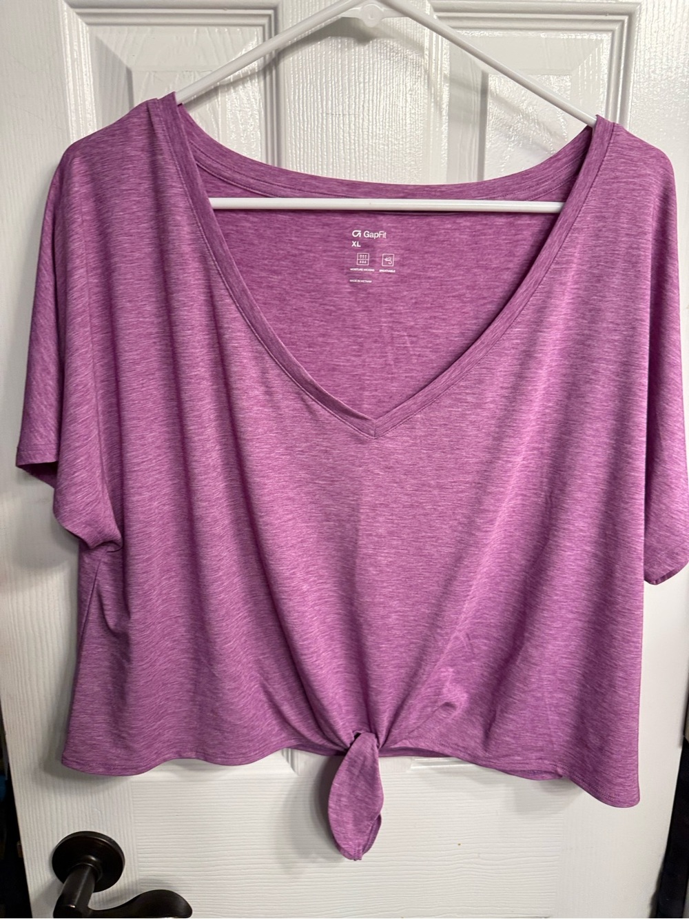 GAP Lavender Tie-Front Crop V-Neck Top